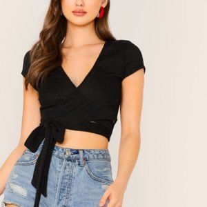 Forever 21 black wrap t shirt size medium.